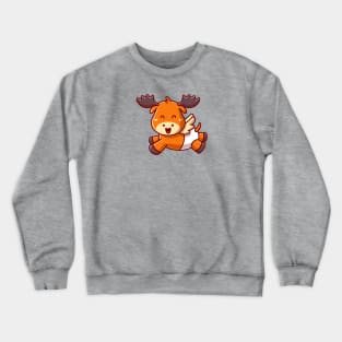 Cute Baby Moose Running Cartoon Crewneck Sweatshirt